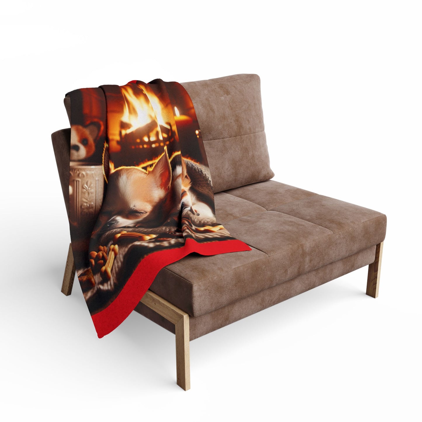 Arctic Fleece Blanket with cute chihuahuas by fire with treats