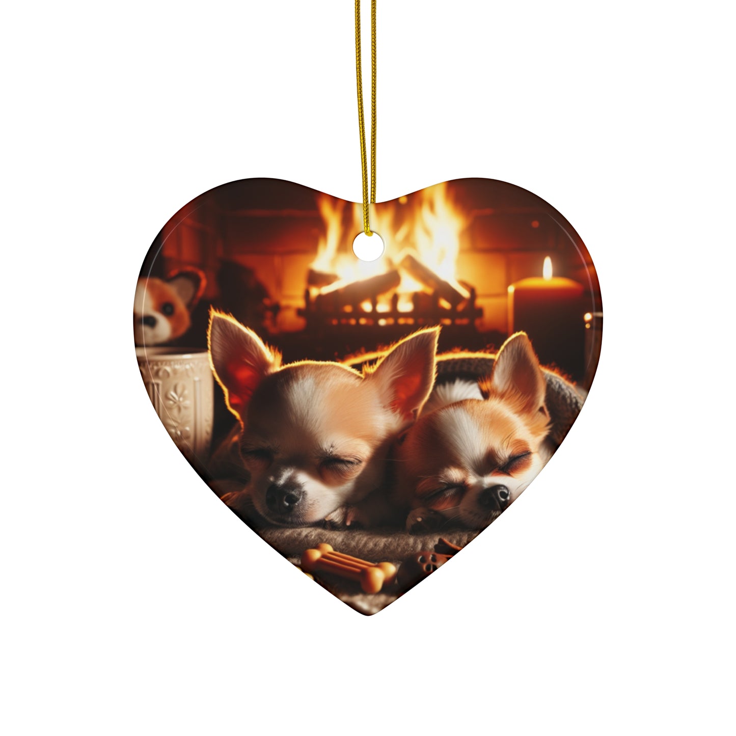 Christmas Dogs Ceramic Ornament, Cute Cozy Holiday Decoration, Tree Hanging Bauble, Festive Puppy Keepsake, Pet Lover Gift