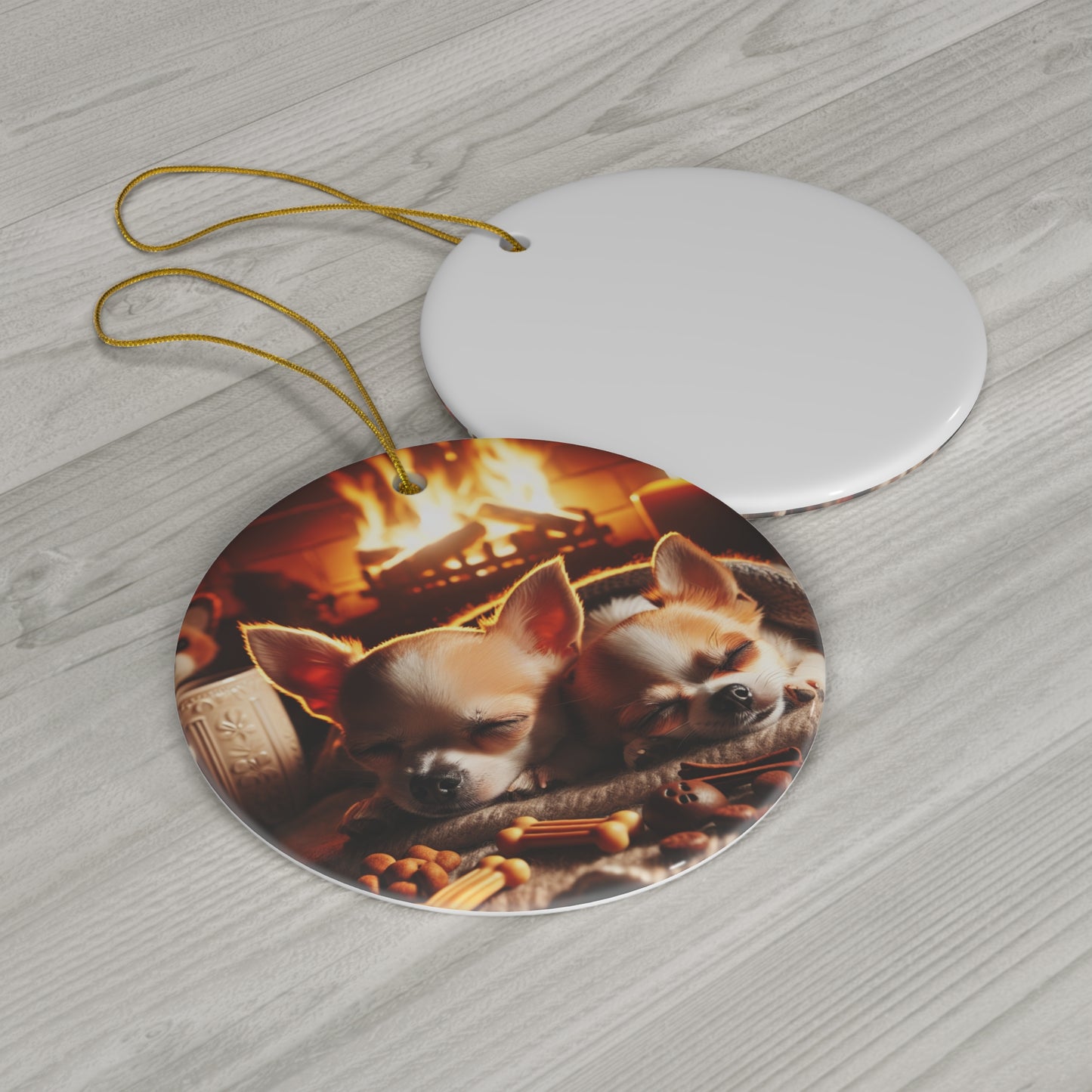 Christmas Dogs Ceramic Ornament, Cute Cozy Holiday Decoration, Tree Hanging Bauble, Festive Puppy Keepsake, Pet Lover Gift