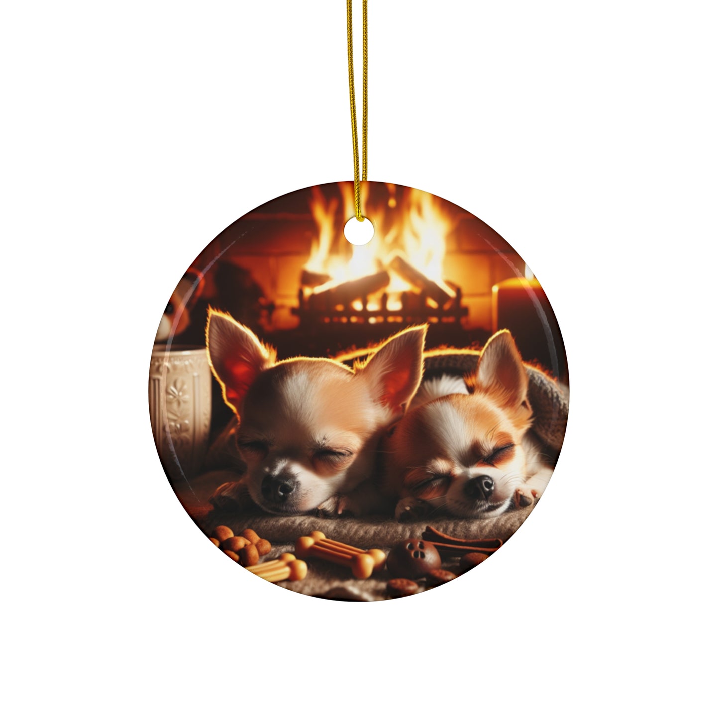 Christmas Dogs Ceramic Ornament, Cute Cozy Holiday Decoration, Tree Hanging Bauble, Festive Puppy Keepsake, Pet Lover Gift
