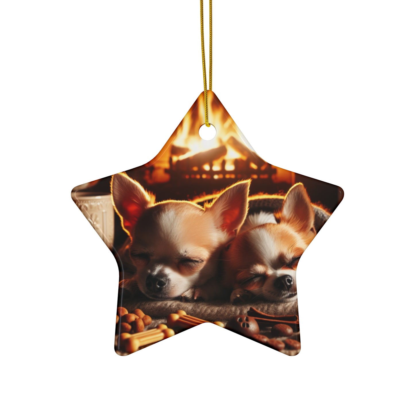 Christmas Dogs Ceramic Ornament, Cute Cozy Holiday Decoration, Tree Hanging Bauble, Festive Puppy Keepsake, Pet Lover Gift