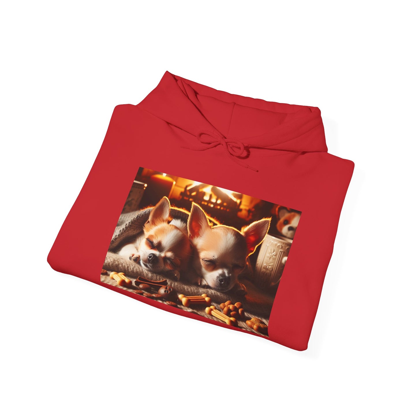 Unisex Heavy Blend™ Hooded Sweatshirt Cute dogs by fireplace