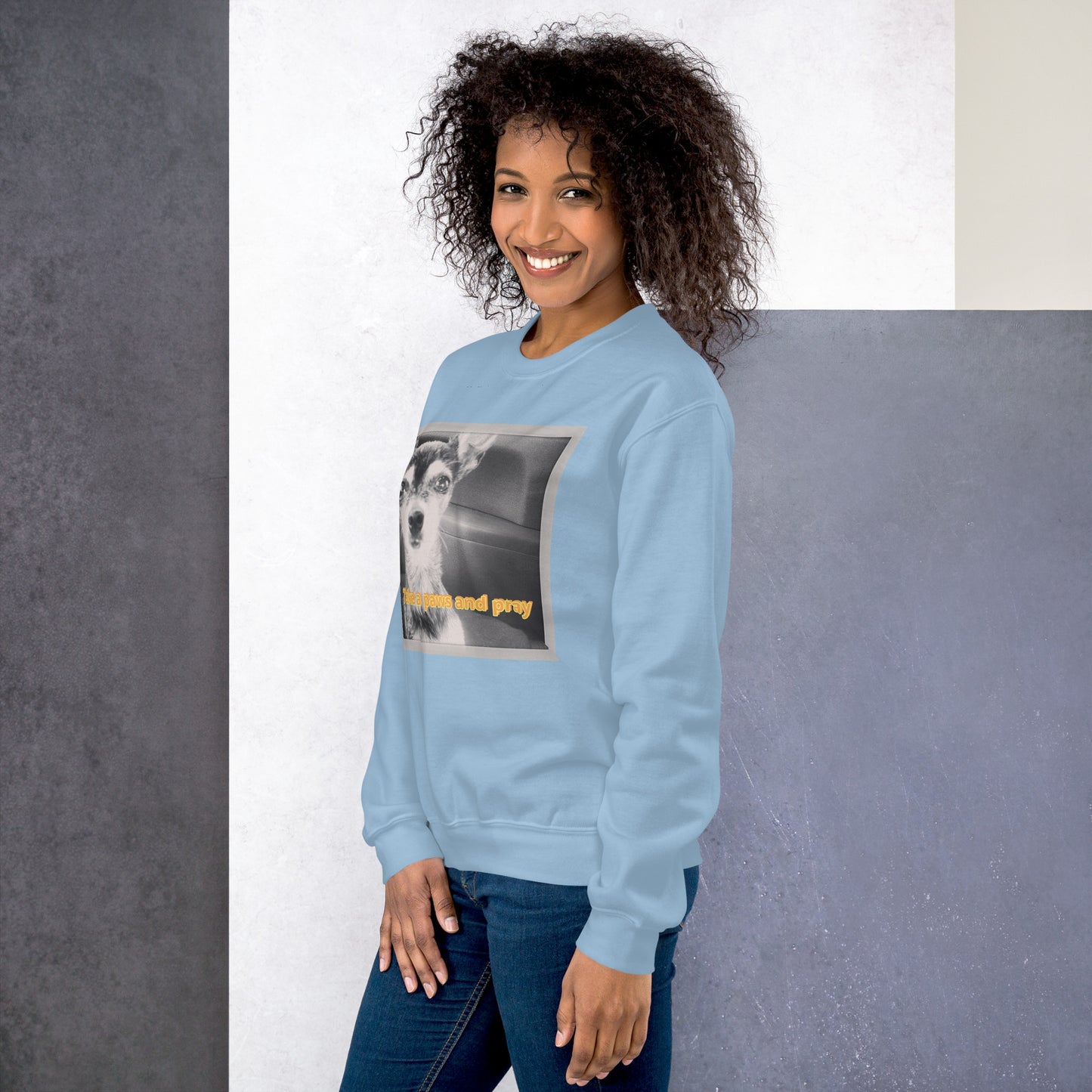 Unisex Sweatshirt with sweet pup 'Take a Paws and Pray'